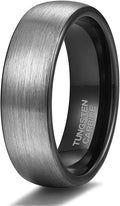TRUMIUM 4mm 6mm 8mm Tungsten Rings for Men Women Engagement Wedding Band Brushed Black Comfort Fit Size 4-15