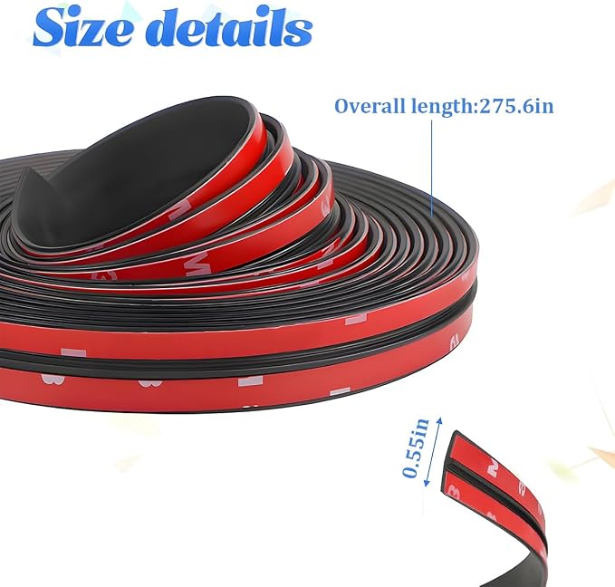 BESULEN 23 Ft Car Windshield Weather Stripping, 14mm T Shape | T Shape Adhesive - Image 2