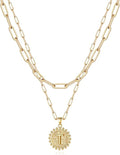 Yoosteel Valentines Gifts for Women Her - Gold Layered Initial Necklaces for Women 14K Gold Plated Dainty Layering Paperclip Link Chain Necklace Coin Initial Necklace Birthday Gifts for Teen Girls