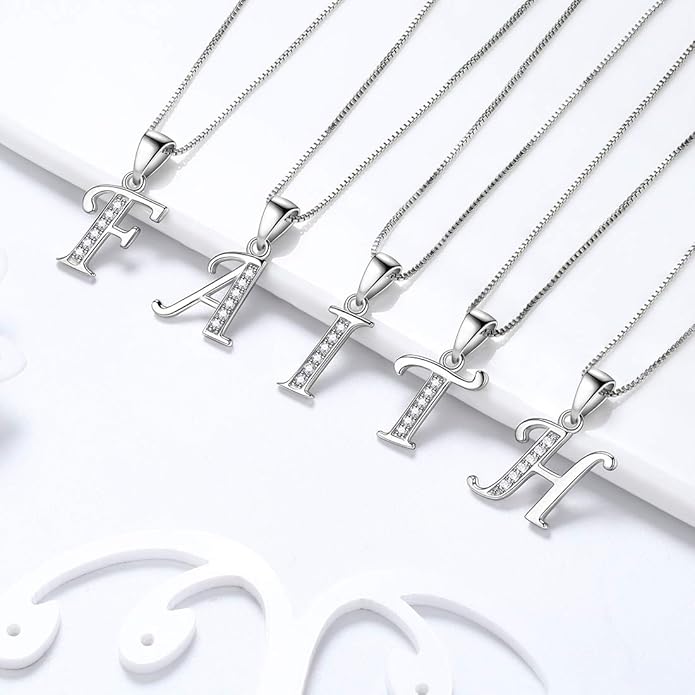 Aurora Tears Letter Necklace Initial 925 Sterling Silver Alphabet Pendant Crystal Name Gift Women Cubic Zirconia Jewelry
