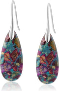 Natural Healing Stone Fishhoop Dangle Drop Earrings Statement Gold silver earrings