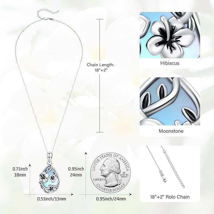 JUSTKIDSTOY Moonstone Necklace 925 Sterling Silver Teardrop Pendant Necklace Jewelry Gifts for Women Girls