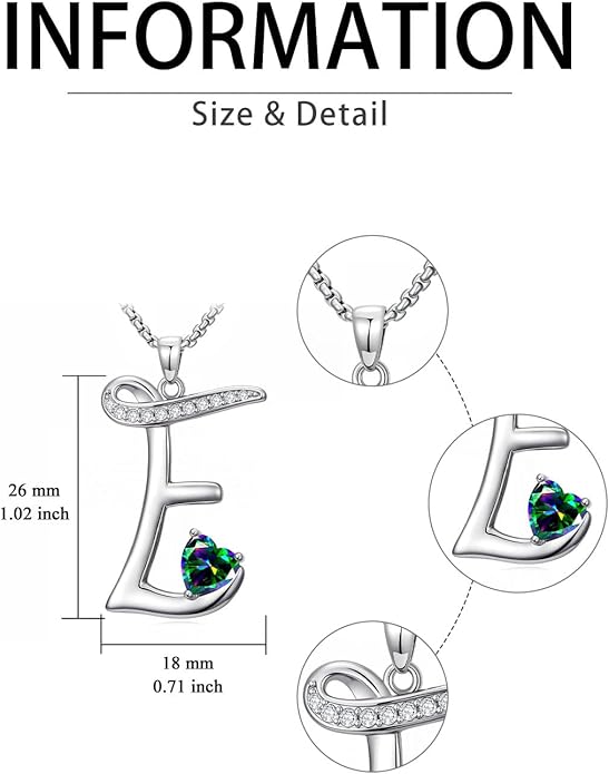 Valentines Day Gifts for Women Alphabet A to Z Initial Birthstone Pendant Necklaces for Women - 18k White Gold Plated Personalized Name Jewelry Valentine Mothers Day Birthday Gifts for Women Her Girlfriend