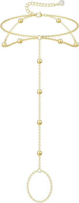 Dainty Anklet for Women - Trendy 14K Gold Plated Ankle Bracelets Adjustable Bead Link Chain Waterproof Pearl CZ Anklets Non Tarnish Foot Jewelry Gift