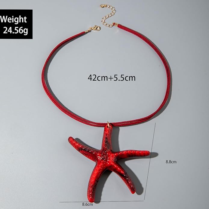 Large Starfish Shell Necklace for Women Bohemian Starfish Pendant Necklace Dainty Coastal Jewelry Summer Sea Vacation Necklaces Adjustable Shell Necklaces Summer Beach Surfer Jewelry Outfits Accessories