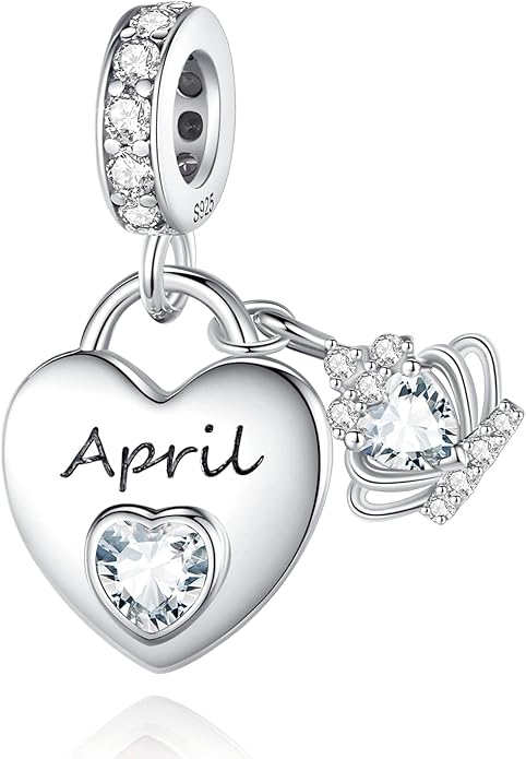 Birthstone Charms for Charms Bracelet: 925 Sterling Silver Heart Dangle Charms for Bracelets and Necklaces, Birthday Mother's Day Christmas Gifts For Women.