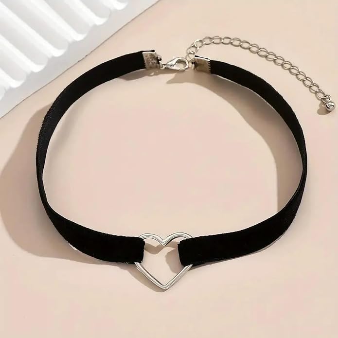 Fesciory Black Necklaces for Women, Adjustable Layered Velvet Leather Lace Collar Necklace, Goth Jewelry Gifts.