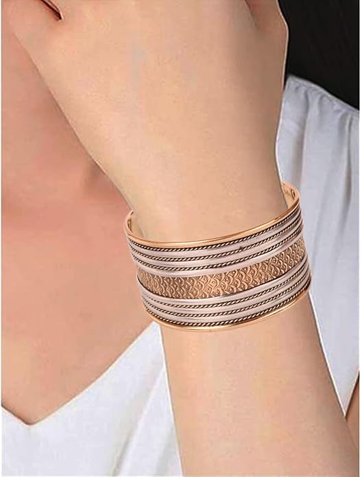 Touchstone Indian Bollywood Handcrafted Slip In Easy To Wear Stylish Wrist Enhancer Designer Broad Jewelry Cuff Bracelet For Women and Men.