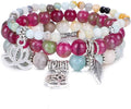 UEUC Tree of Life Yoga Healing Stone Bracelets,Multilayer Lotus Chakra Stone Reiki Bracelet Sets,Anxiety Crystal Natural Stone,for Women Stress Relief
