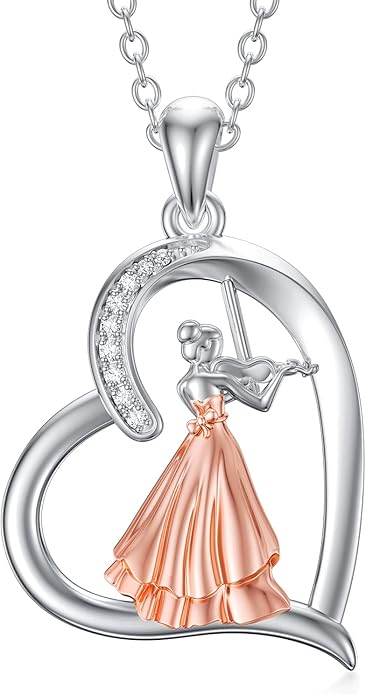 Violinist Necklace Sterling Silver Music Crystal Jewelry Saxophone Cello Violin Piano Flute Music Note Necklace Music Gifts for Women Girl Daughter