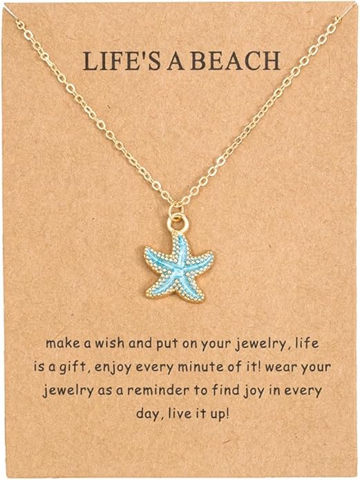 6Pcs Gold Beach Starfish Necklace Set for Women Cute Beachy Hawaii Star Fish Bulk Necklaces Pack Trendy Hawaiian Friendship Matching Jewelry Accessories