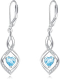 YFN Dangle Drop Earrings 925 Sterling Silver Dainty Infinity Gemstone Birthstone Jewelry Birthday Gifts for Her Women