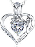 1.2CT Rose Heart Necklace Option of Moissanite or Lab-Grown Sapphire Ruby Emerald&More Necklace for Women Birthstone Girlfriend Necklace S925 Sterling Silver 18K White/Rose Gold Plated D Color VVS1 Gift for Wife Mother Daughter for Birthday Anniversary...