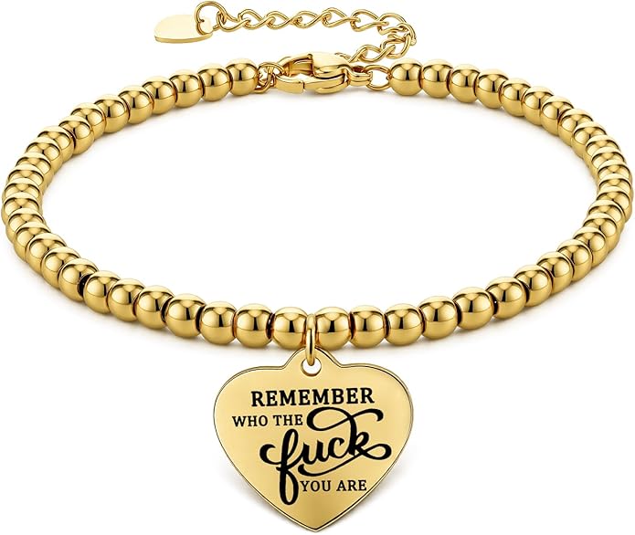 Beaded Gold Bracelet for Women Stretch Handmade Ball Charm Gifts for Women Dainty Don't Let The Hard Days Win Jewelry Charm Gifts for Her