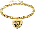 Beaded Gold Bracelet for Women Stretch Handmade Ball Charm Gifts for Women Dainty Don't Let The Hard Days Win Jewelry Charm Gifts for Her