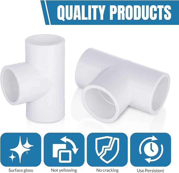 1/2-inch 3 Way Tee PVC Fittings, Furniture Grade Pipe Connector Elbow - Image 5