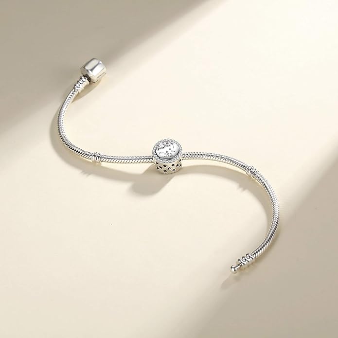 925 Sterling Silver Charms Fit Pandora Charms Bracelet I Love You to The Moon and Back Fit Wife Mom Christmas Birthday Gift