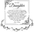 To My Daughter Bracelet, Silver Heart Chain Bracelet with Shiny Stones, Perfect Birthday or Graduation Christmas Gift for Daughter with Message Card Gift Box