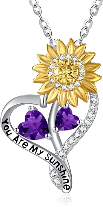 Valentine's Day Gifts for Wife 925 Sterling Silver Double Birthstone Pendant Necklaces I Love You for Always and Forever Necklace Anniversary Birthday Gifts for Wife Girlfriend Mom Her