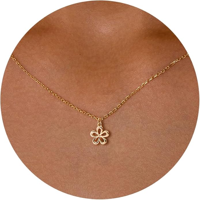 14K Gold Plated Dainty Pendant Butterfly Bead Boot Bee Baseball Flower Compass Airplane Heart Hummingbird Tree Necklace Simple Jewelry Gift for Women