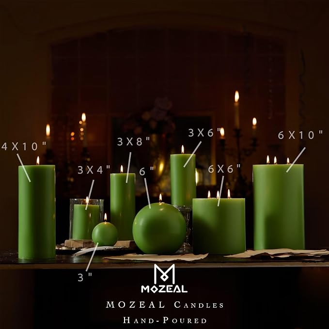 MOZEAL 3" x 6" Hand-Poured Unscented Candle, Dripless Pillar Candle Set of 3 - Image 4