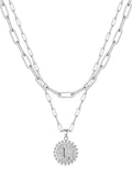 Yoosteel Valentines Gifts for Women Her - Gold Layered Initial Necklaces for Women 14K Gold Plated Dainty Layering Paperclip Link Chain Necklace Coin Initial Necklace Birthday Gifts for Teen Girls