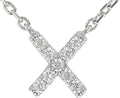 JTV Sterling Silver Initial Necklace for Women, 0.13 CTW White Cubic Zirconia Letter Pendant, Rhodium-Plated, Personalized Monogram Jewelry, Gift Box Included, 18”
