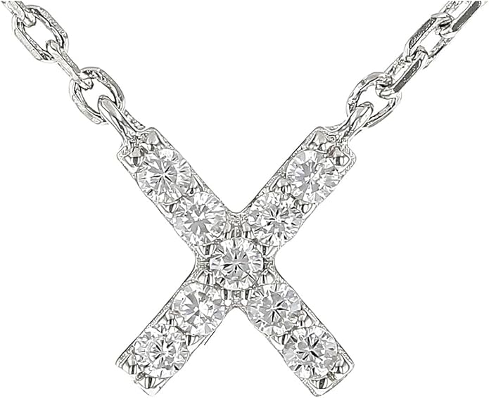 JTV Sterling Silver Initial Necklace for Women, 0.13 CTW White Cubic Zirconia Letter Pendant, Rhodium-Plated, Personalized Monogram Jewelry, Gift Box Included, 18”