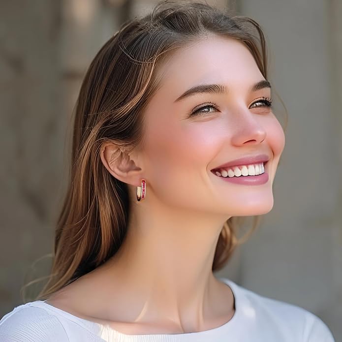 Trendy CZ Gold/Silver Hoop Earrings for Women Square Hypoallergenic chunky gold Hoop Earrings Geometric Minimalist Rectangle Hoops