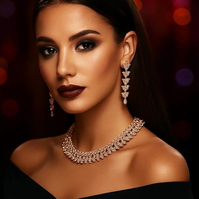 Touchstone Indian wedding jewelry set gold traditional necklaces for women statement rhinestone sets hollywood glamour style crystal stone bridal costume golden necklace