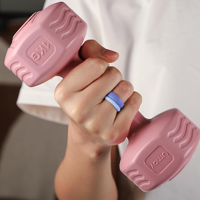 Egnaro Women's Bridal Rings Sets, Inner Arc Ergonomic Breathable Design Silicone Rubber Wedding Bands