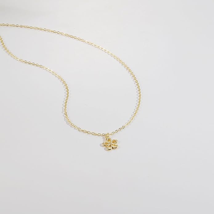 14K Gold Plated Dainty Pendant Butterfly Bead Boot Bee Baseball Flower Compass Airplane Heart Hummingbird Tree Necklace Simple Jewelry Gift for Women