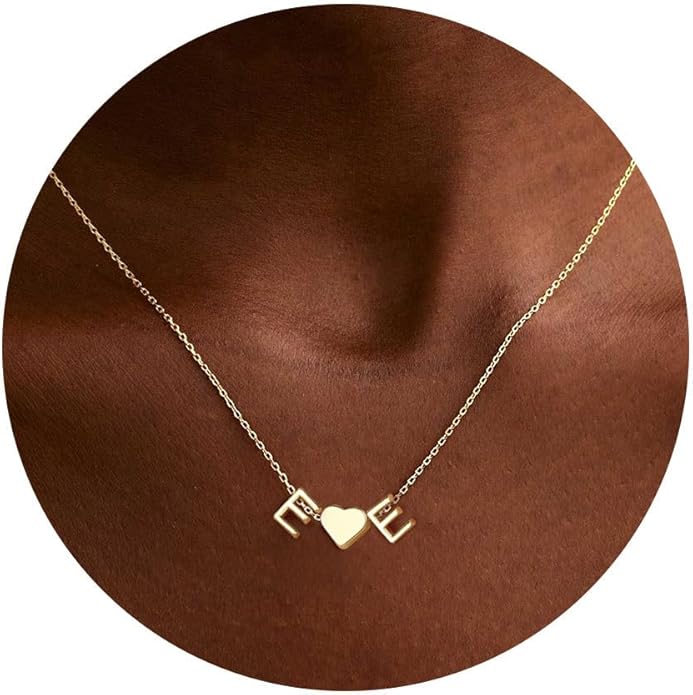 TURANDOSS Valentines Day Gifts for Kids Teen Girls - Dainty 14K Gold Plated Letter A-Z Initial Necklace with Heart, Personalized Jewelry Birthday Valentines Day Gifts for Girlfriend Wife Women