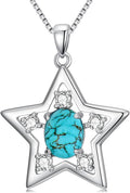 RMREWY Genuine Turquoise Star Pendant Necklace,925 Sterling Silver Native American Boho Western Pendant Real Gemstone Jewelry Birthdays Gift for Women Starry Sky Lover
