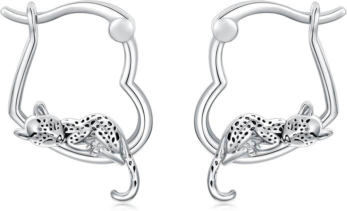Hypoallergenic Earrings Rabbit Tiger Teddy Koala Puppy Panther Peacock Earrings Sterling Silver Animal Hug Hoop Earrings Jewelry Mothers Day Graduation Birthday Gifts for Women