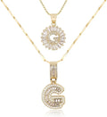 Letter Necklace 14k Gold Plated Bling Dainty Necklaces Trendy Chunky Custom Name Necklace Personalized Round Circle Pendant Zirconia Letters Name Crystal Jewelry Gifts for Women