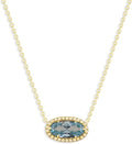 Belacqua Gemstone Necklace in 14K Gold Plated Sterling Silver, Oval Pendant Size 6 * 12mm, 15" Cable Chain with 2" Extender, Spring Ring Clasp, Dainty Birthstone Necklace for Women, Gift Box Included