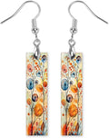 Earrings Handmade Bar Wood Earrings Light Weight Printed Image Dangle Earring Jewelry