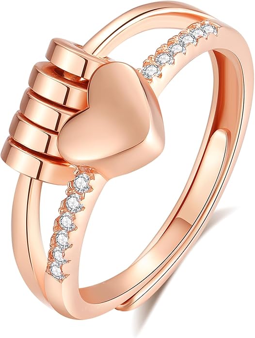 Vito 925 Sterling Silver Fidget Anxiety Ring for Women, Adjustable Open Spinner Ring Stress Relief Ring Stacking Band Anillos Jewelry Gift for Mom Daughter