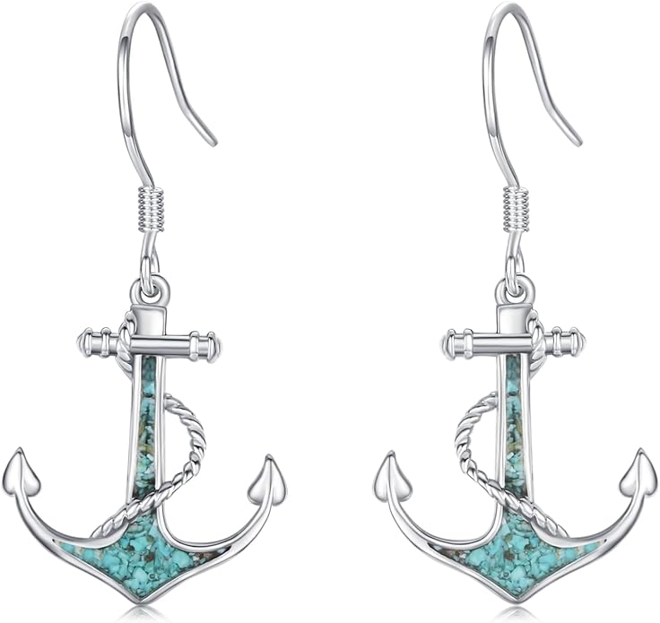 Ocean Earrings 925 Sterling Silver Turquoise Sea Animal Dangle Drop Earrings Beach Themed Jewelry Gifts for Women Girls