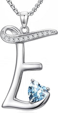 Valentines Day Gifts for Women Alphabet A to Z Initial Birthstone Pendant Necklaces for Women - 18k White Gold Plated Personalized Name Jewelry Valentine Mothers Day Birthday Gifts for Women Her Girlfriend