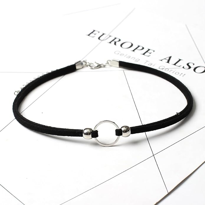 Fesciory Black Necklaces for Women, Adjustable Layered Velvet Leather Lace Collar Necklace, Goth Jewelry Gifts.