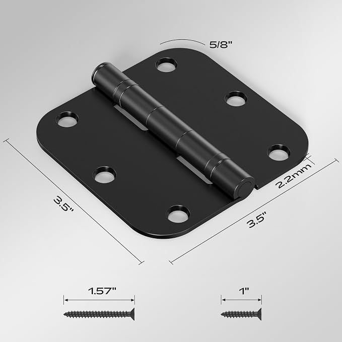 30 Pack Rounded Black Door Hinges 3.5 Inch 5/8" Radius Ball Bearing | - Image 2