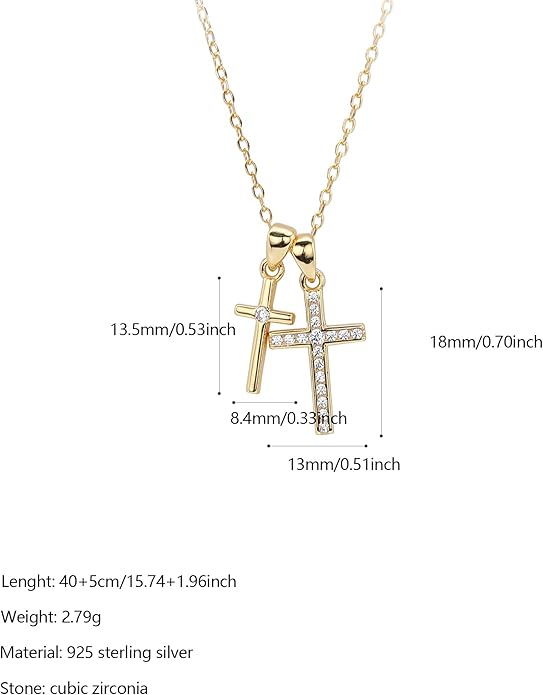 LOVECOM Valentines Gifts S925 Sterling Silver Heart Necklace for Women Dainty 14k Gold Plated CZ Infinity Double Cross Star Pendant Choker Necklaces Trendy Bead Chain Jewelry Gifts for Mom Daughter