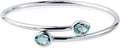 Diamond Wish Sterling Silver Oval-Cut Sky-Blue Topaz Stackable Bypass Bangle Bracelet 2.75 ct