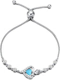 AGVANA Valentines Day Gifts Rosy Reverie Birthstone Bracelet for Women Sterling Silver Genuine or Created Gemstone Tennis Bracelet Rose Heart Jewelry Anniversary Birthday Gifts for Women Mom Wife Her