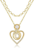 Heart Letter Necklaces for Women 14K Gold Plated Cubic Zirconia Heart Initial Layered Necklace Infinity Pendant Necklace Letter Initial Jewelry for Women