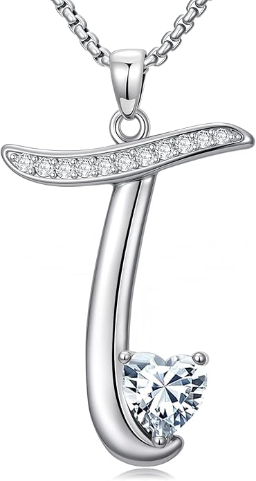 Valentines Day Gifts for Women Alphabet A to Z Initial Birthstone Pendant Necklaces for Women - 18k White Gold Plated Personalized Name Jewelry Valentine Mothers Day Birthday Gifts for Women Her Girlfriend