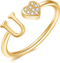 Valentines Day Gift Initial Rings for Teen Girls - S925 Heart Sterling Silver Rings for Teen Girls | 14K Gold/Rose Gold/Sterling Silver Plated Ring for Girls Kids Women Ring for Teenager Girls Gifts Adjustable, No Tarnish, Hypoallergenic