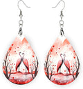 Teardrop Wood Earrings Light Weight Printed Image Dangle Jewelry, Fun and Funky